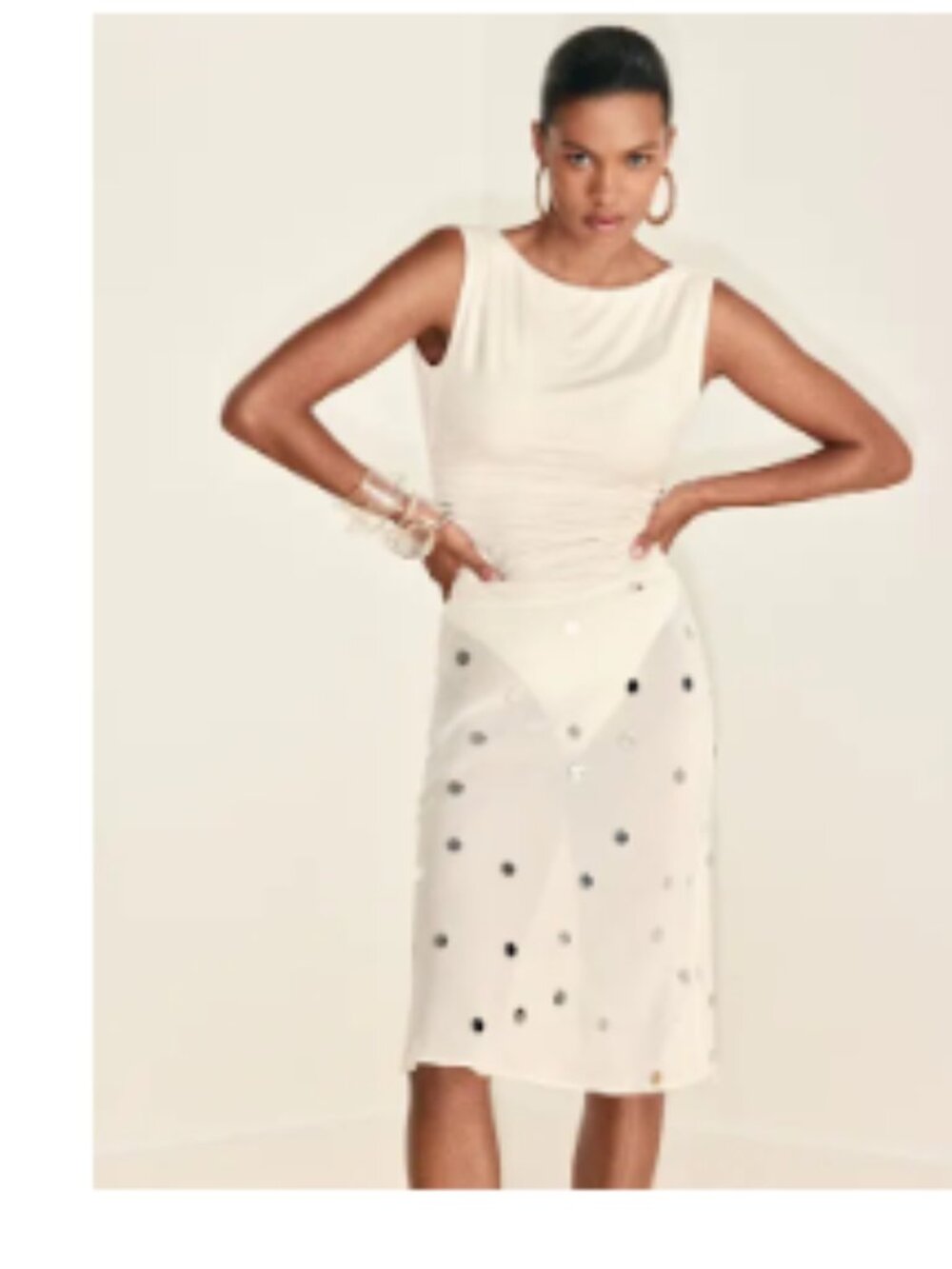 Reformation Layla Knee Length Skirt Ivory - Size 0